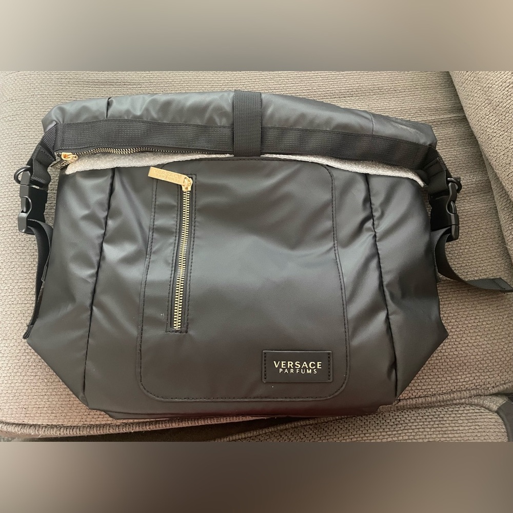 Versace Parfums Black Bag with Gold Accents